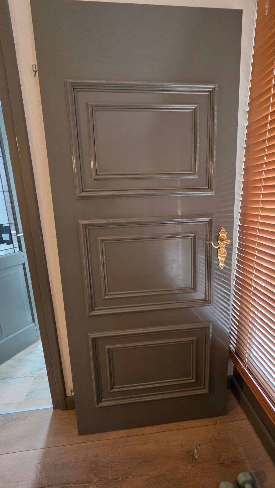 Stijlvolle toilet opdekdeur met kozijn 85 x 202, Ophalen, Gebruikt, 80 tot 100 cm, Binnendeur