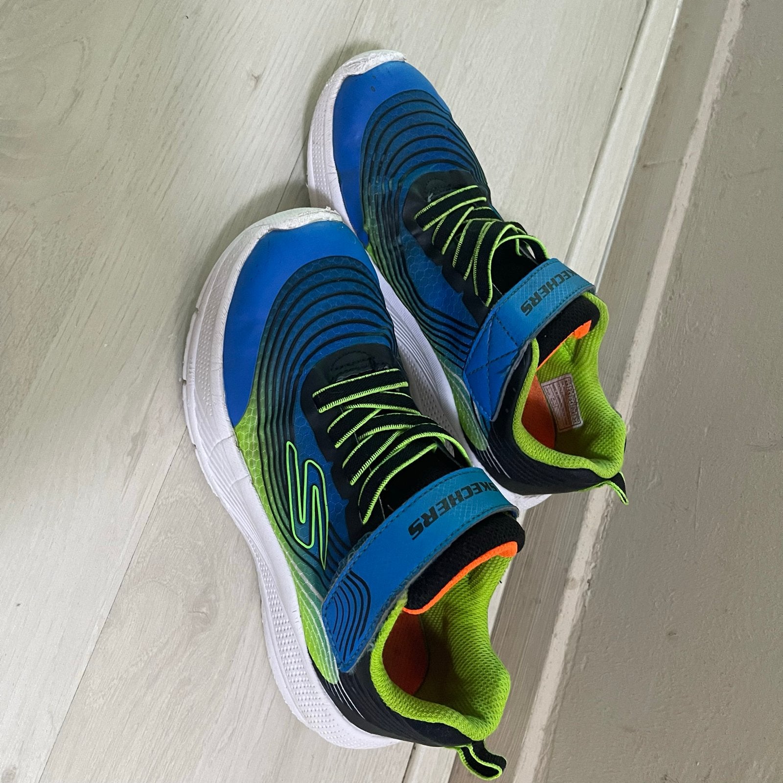 Skechers sportschoenen voor jongens - Blauw/Groen mart 34, Ophalen, Gebruikt, Jongen, Sportschoenen