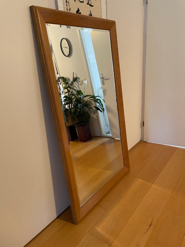 Eiken spiegel, Huis en Inrichting, Woonaccessoires | Spiegels, Ophalen, 125 cm of meer, Zo goed als nieuw, Minder dan 100 cm