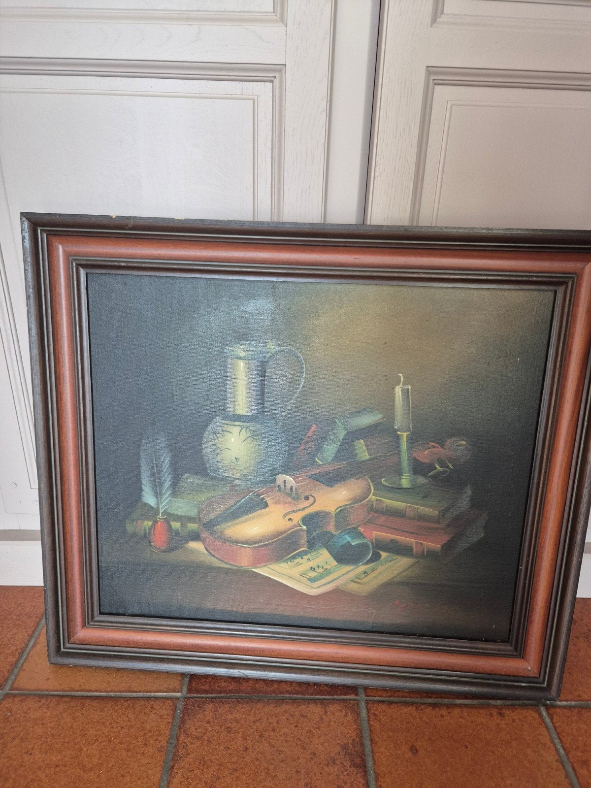 Frank Lean schilderij viool, Ophalen of Verzenden