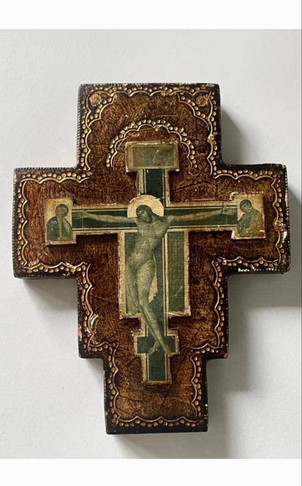 Antiek Russisch Orthodox Kruis met Christusfiguur, Antiek en Kunst, Antiek | Religie, Ophalen of Verzenden