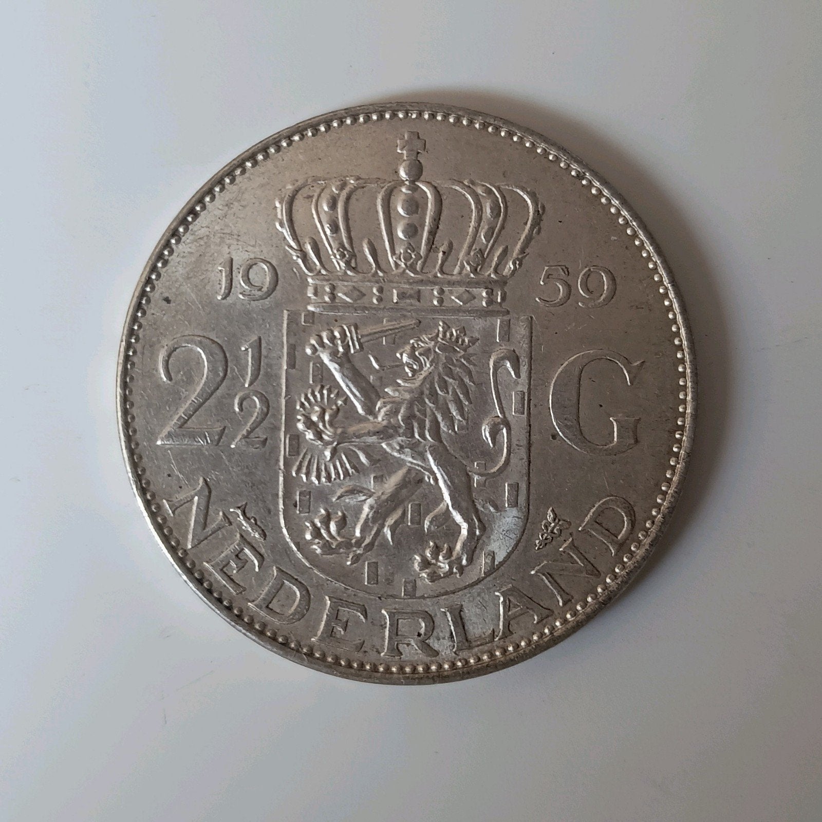 Zilveren 2½ Gulden Juliana 1959, Postzegels en Munten, Munten | Nederland, Koningin Juliana, Zilver, Ophalen of Verzenden, Losse munt