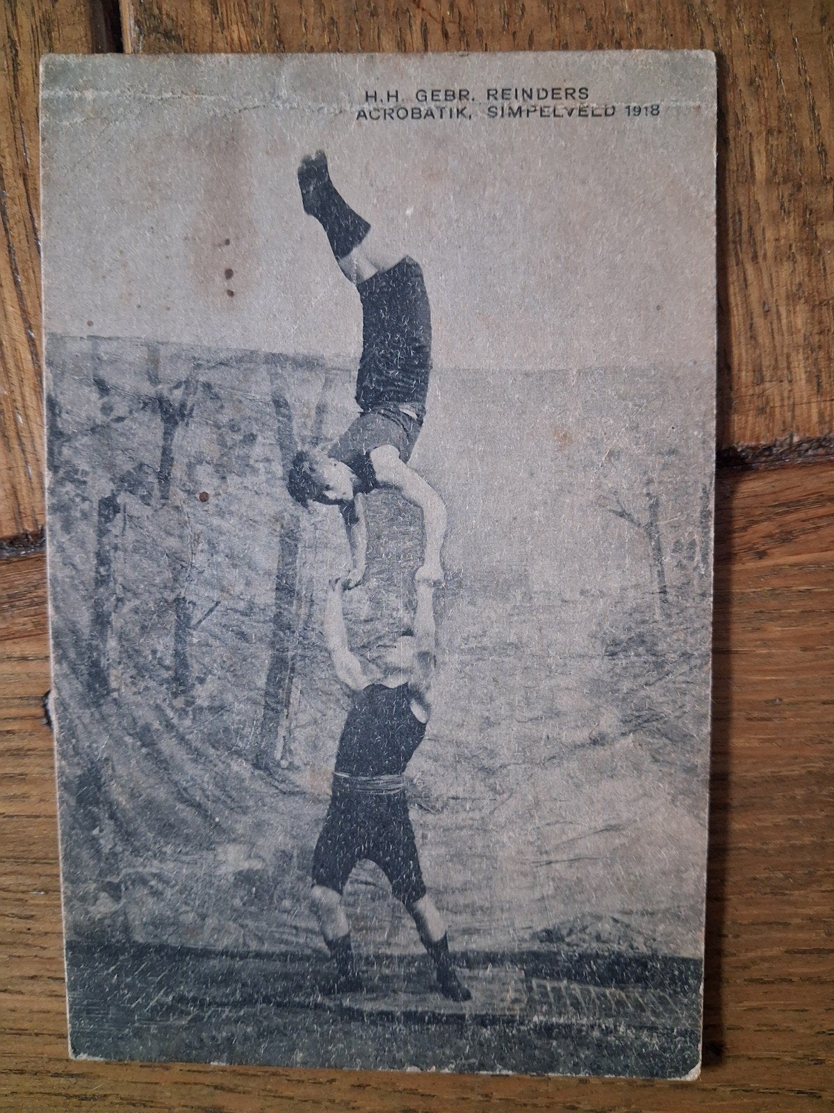 Oude briefkaart Gebr. Reinders Akrobatik Simpelveld 1918, Verzamelen, Ophalen of Verzenden, Voor 1920, Gelopen, Overige thema's