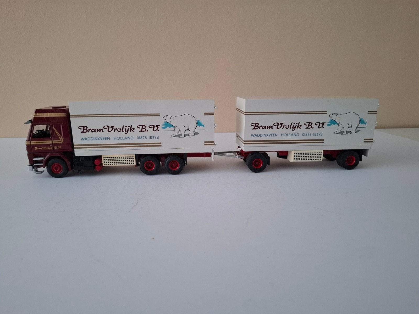 scania 143H 370 combi van Bram Vrolijk bv Waddinxveen Tekno., Hobby en Vrije tijd, Modelauto's | 1:50, Ophalen of Verzenden, Nieuw