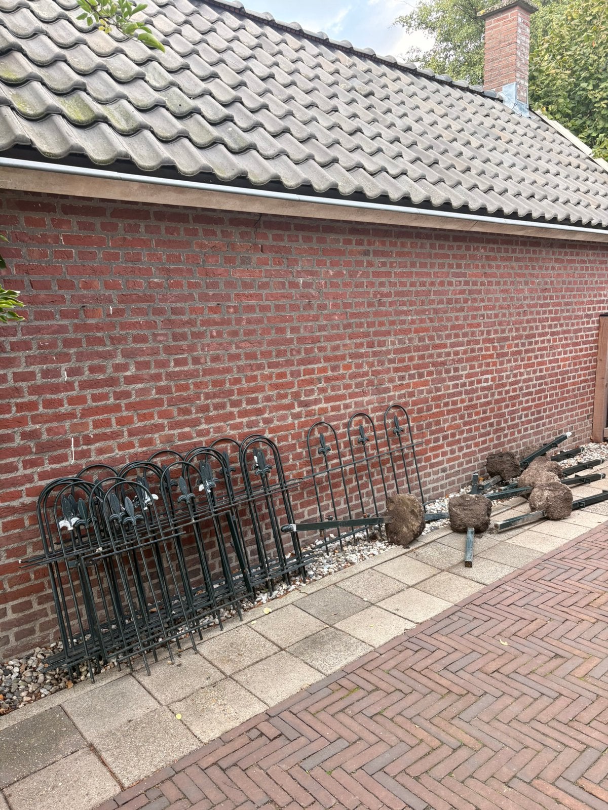 Hekwerk / tuinhek incl. palen groen incl. deurtje, Ophalen of Verzenden, Zo goed als nieuw, IJzer, Tuinhek