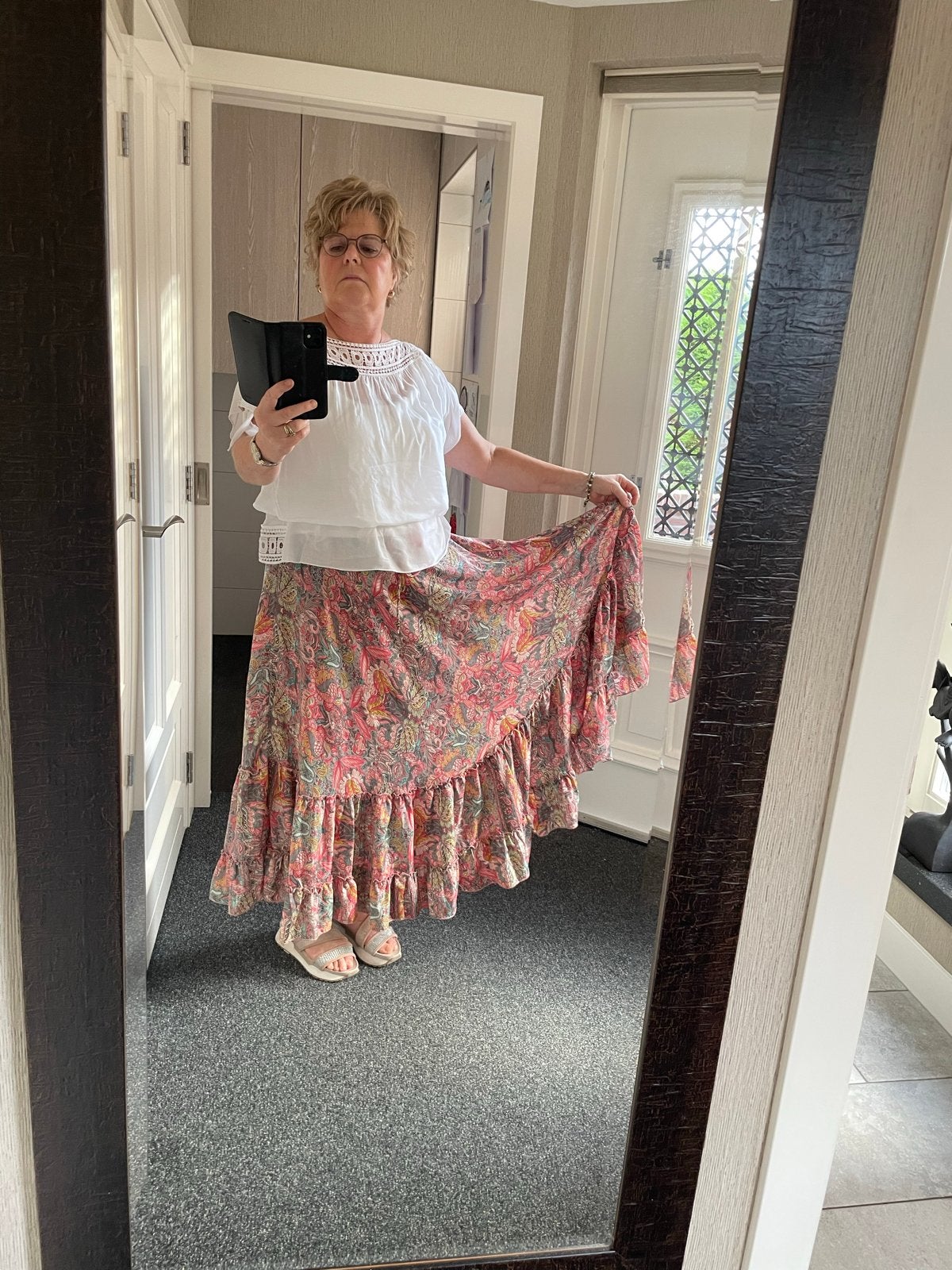 Maxi boho rok met paisleyprint - zijde/viscose, Maat 38/40 (M), Meerkleurig, Ophalen of Verzenden, Zo goed als nieuw