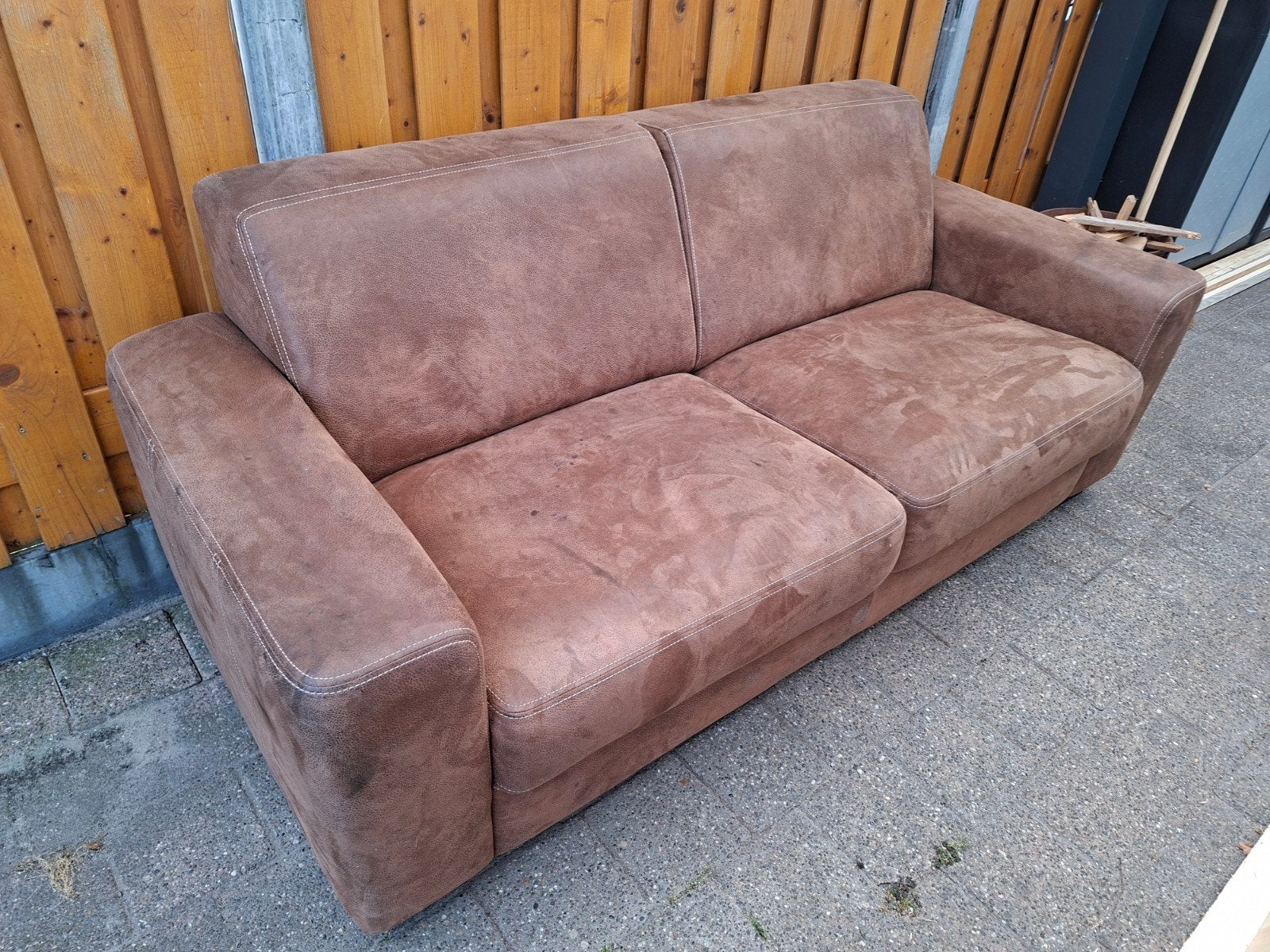 nog goede microleder 3 zits bank, Ophalen, Gebruikt, 150 tot 200 cm, Driepersoons