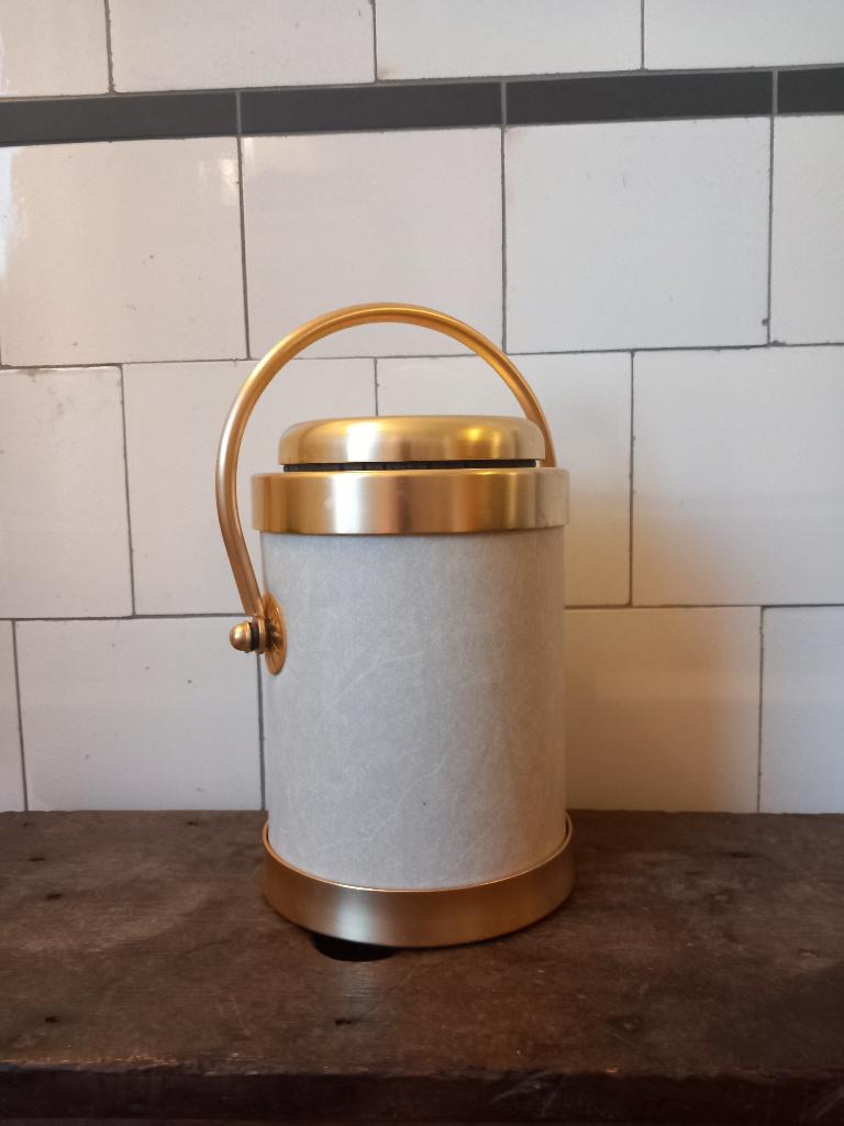 vintage ijsemmer bucket ijsblokje thermos goud wit regency, Ophalen of Verzenden