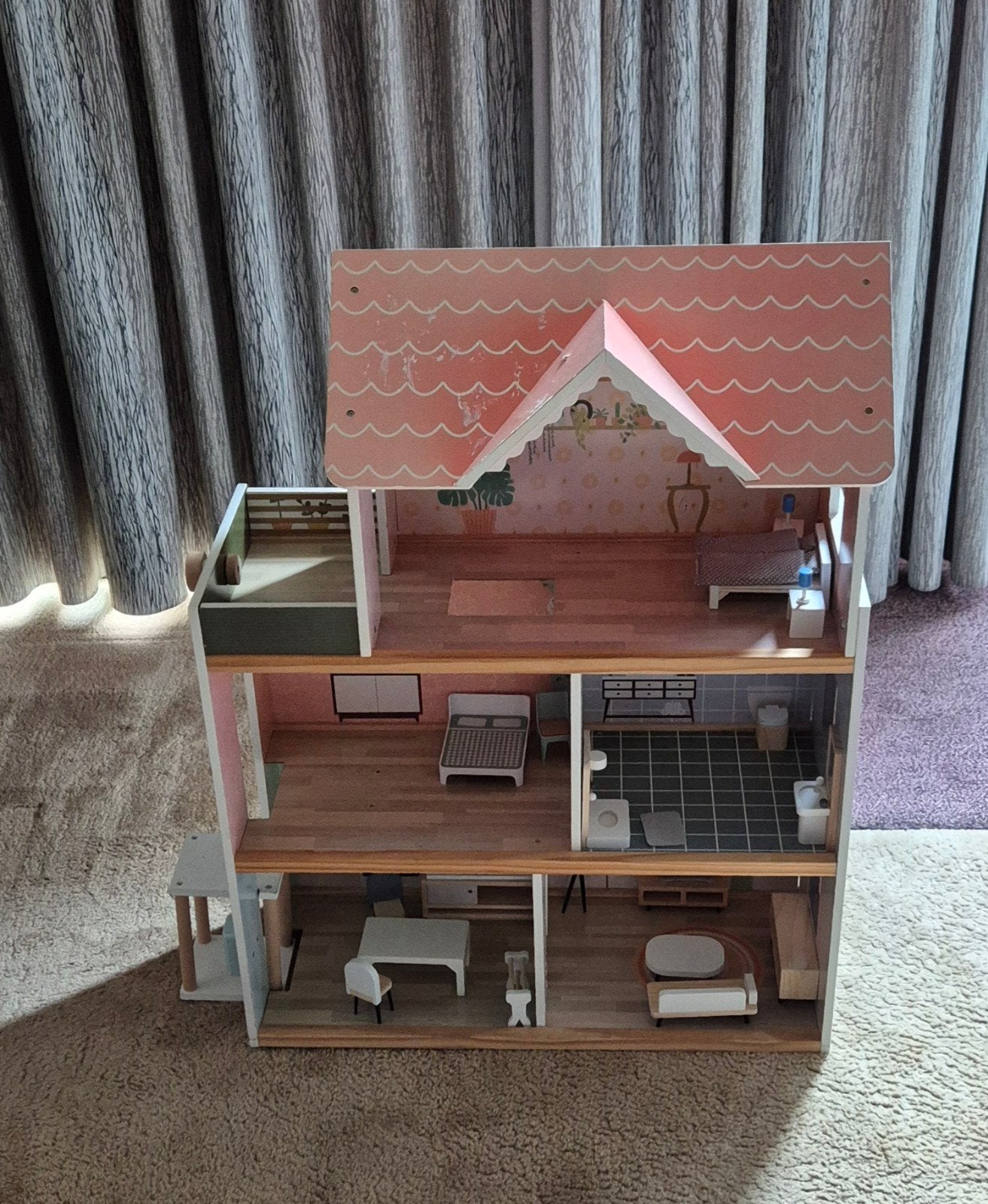 Groot Houten Poppenhuis met Meubels, Ophalen