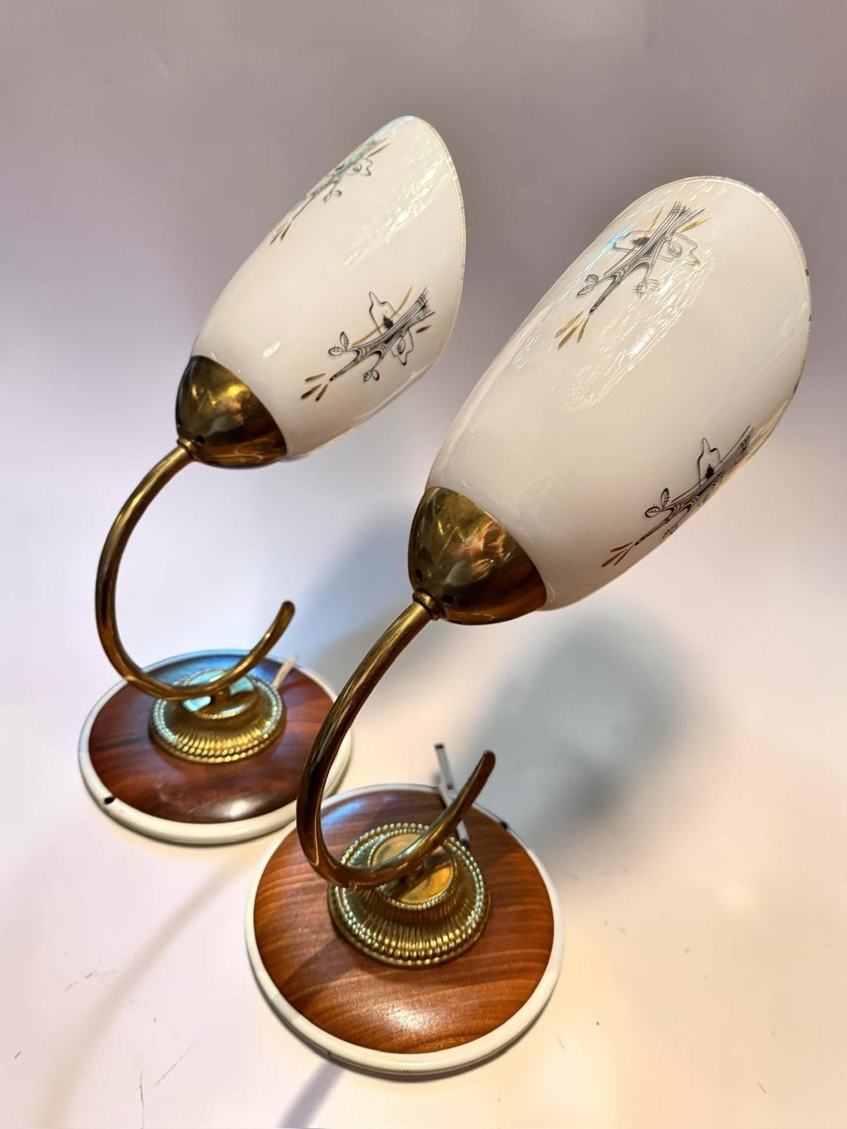 Set van twee Holywood Regency / Retro wandlampen, Ophalen of Verzenden, Gebruikt, Glas, Meerkleurig