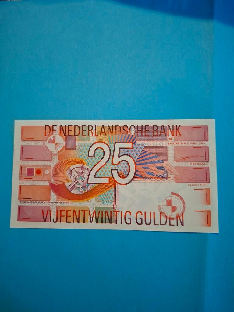 25 gulden Roodborstje uit 1989 in UNC, Ophalen of Verzenden, 25 gulden, Los biljet