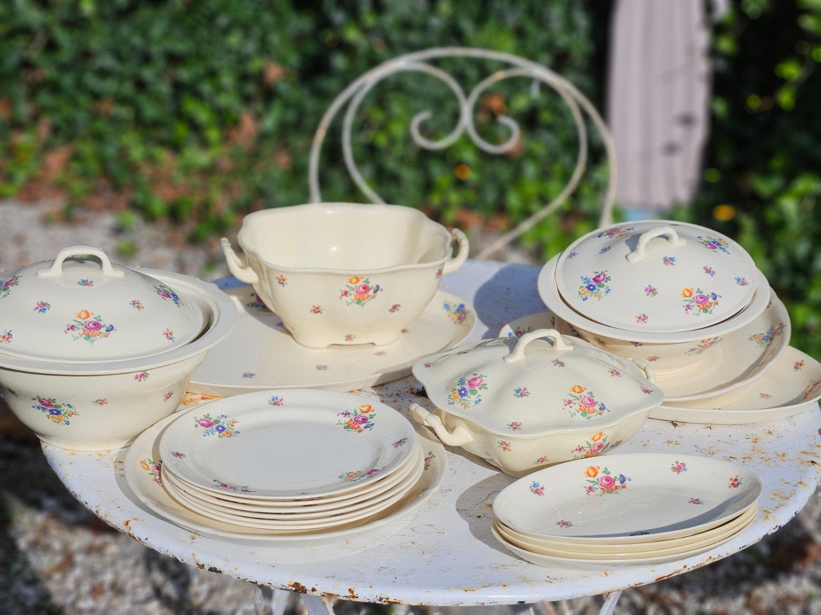 Koopje - Plateel servies springend hert '30, Antiek en Kunst, Ophalen