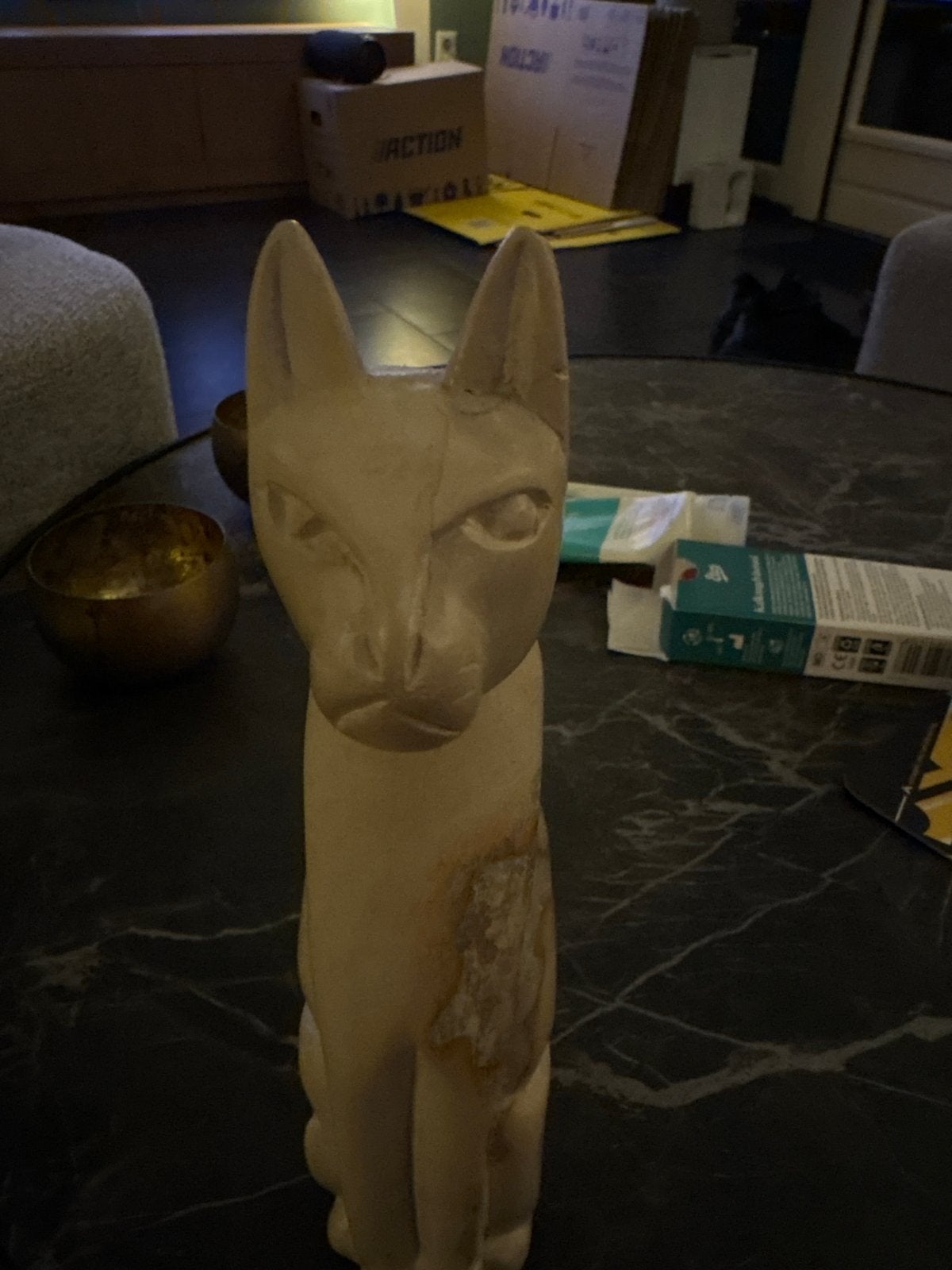 Stenen Kattenbeeldje - Decoratief en Uniek, Antiek en Kunst, Ophalen of Verzenden, 20 - 50 cm, Beeld, Hout