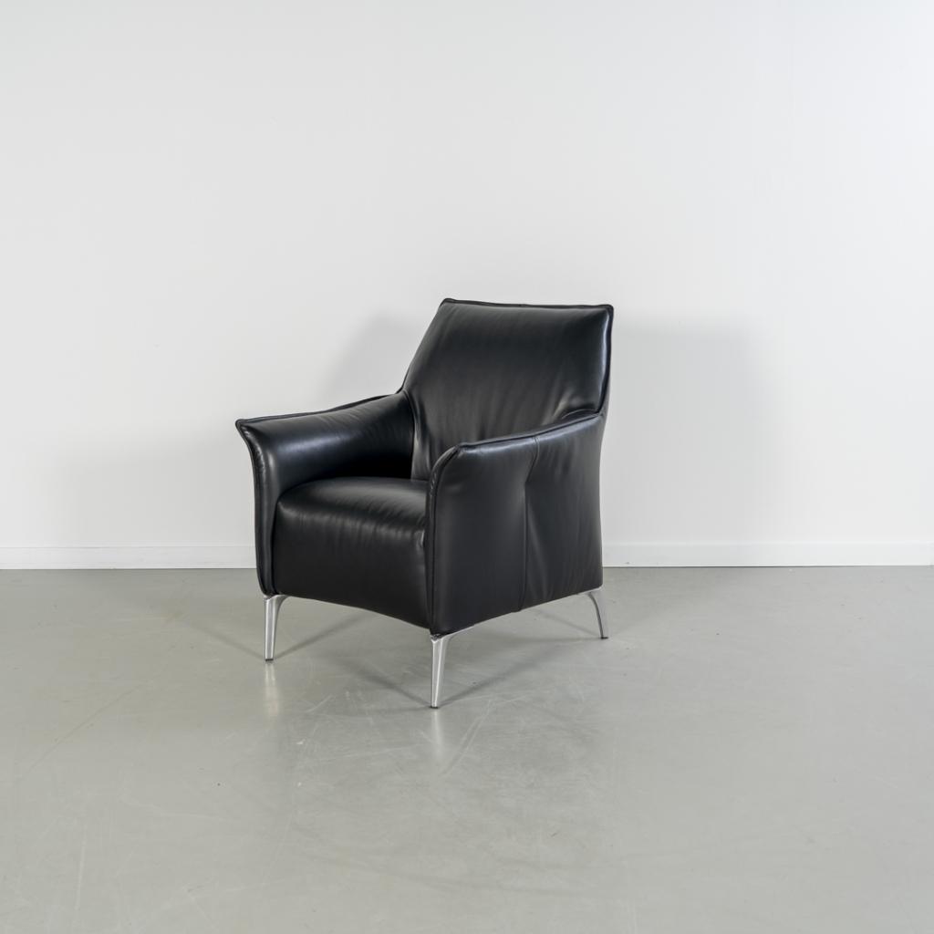 2x Leolux Mayuro Fauteuil Zwart Leer - Chroom, Huis en Inrichting, Fauteuils, Niet ingevuld, Minder dan 75 cm, Niet ingevuld, Ophalen of Verzenden