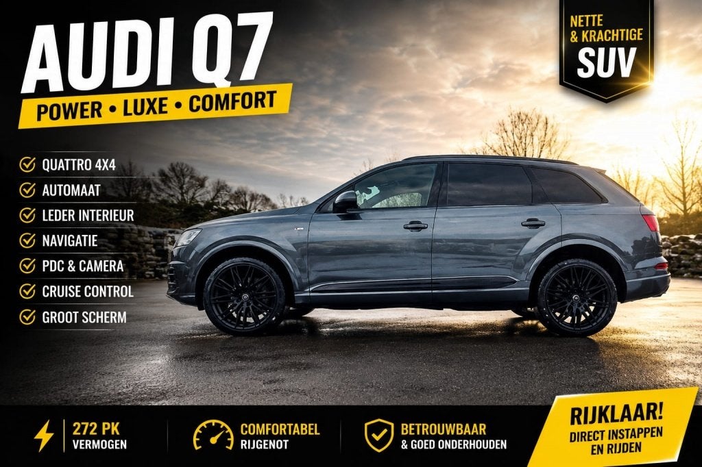Audi Q7 3.0TDI 3x S-line/ 22inch! Zeer mooie uitvoering, Auto's, Audi, Automaat, Gebruikt, 241 €/maand, Leder en Stof