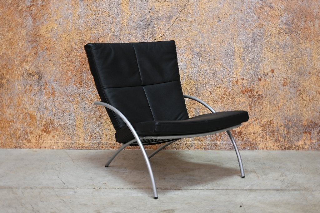 ZGANieuw zwarte leren Harvink Uncle Sam design fauteuil, Harvink, Harvink, 75 tot 100 cm, Ophalen of Verzenden