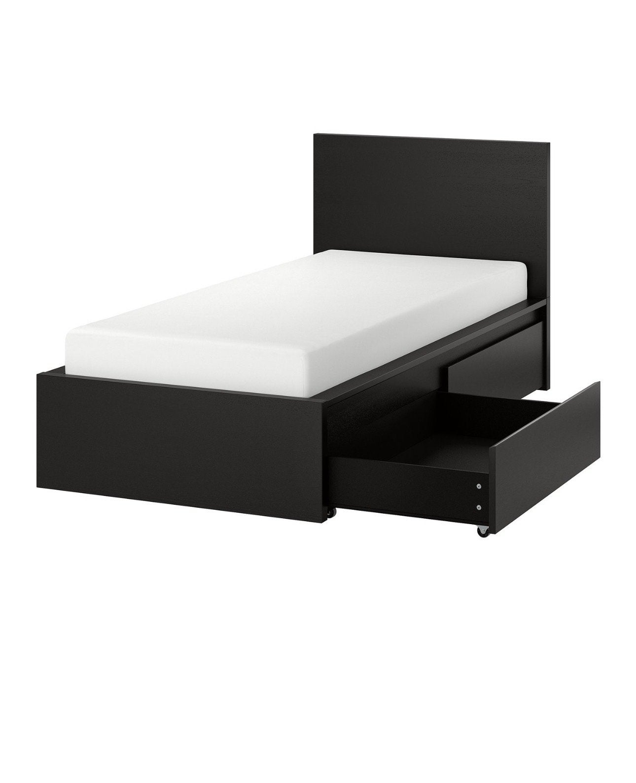 IKEA Malm bed donkerbruin/zwart met luxe lattenbodem, Eenpersoons, Zwart, Ophalen of Verzenden, 200 cm