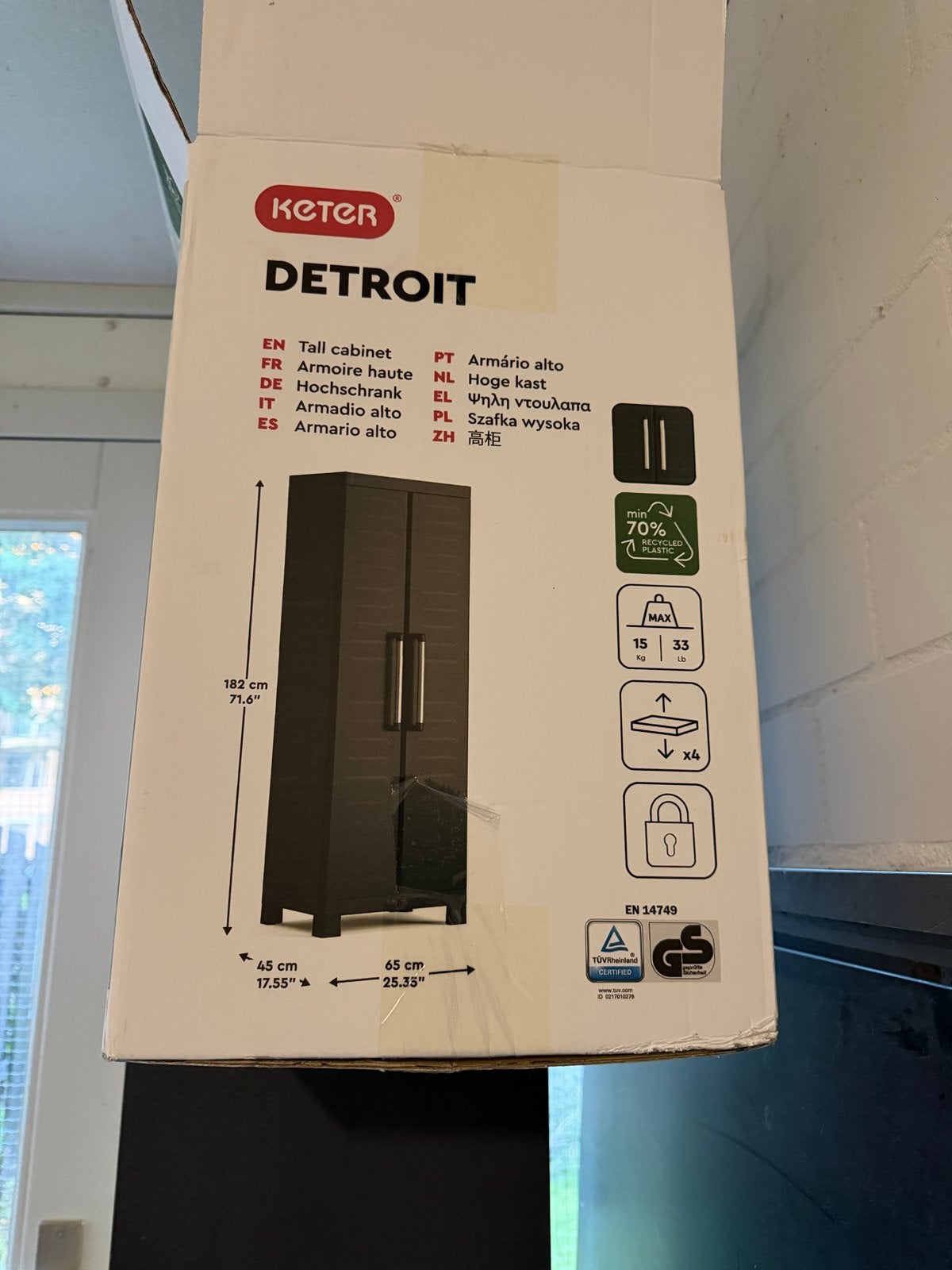 Keter Detroit Tuinkast / Balkonkast - Hoge Opbergkast, Ophalen, Gebruikt, Kunststof, Overige typen