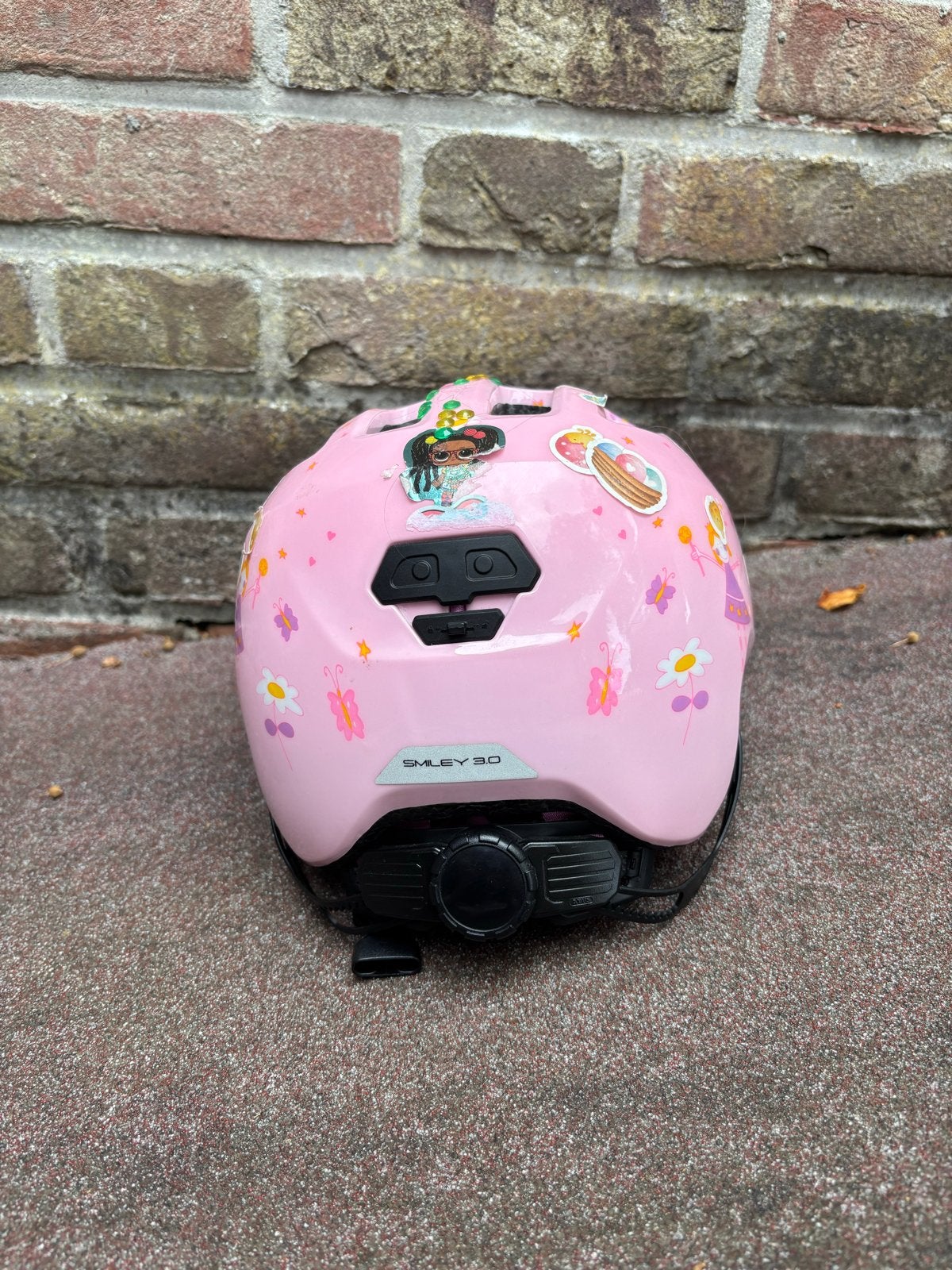 Roze kinderfietshelm met stickers - Smiley 3.0, Ophalen, Gebruikt, Overige maten, Meisje