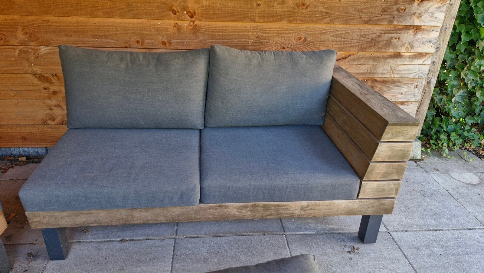 lifestyle teakhouten 2 zits loungbank met kussens, Ophalen, Teakhout, Bank