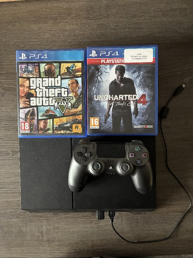 PS4 met controller en 2 topgames: GTA V & Uncharted 4, Verzenden, 1 TB, Met 1 controller, Original