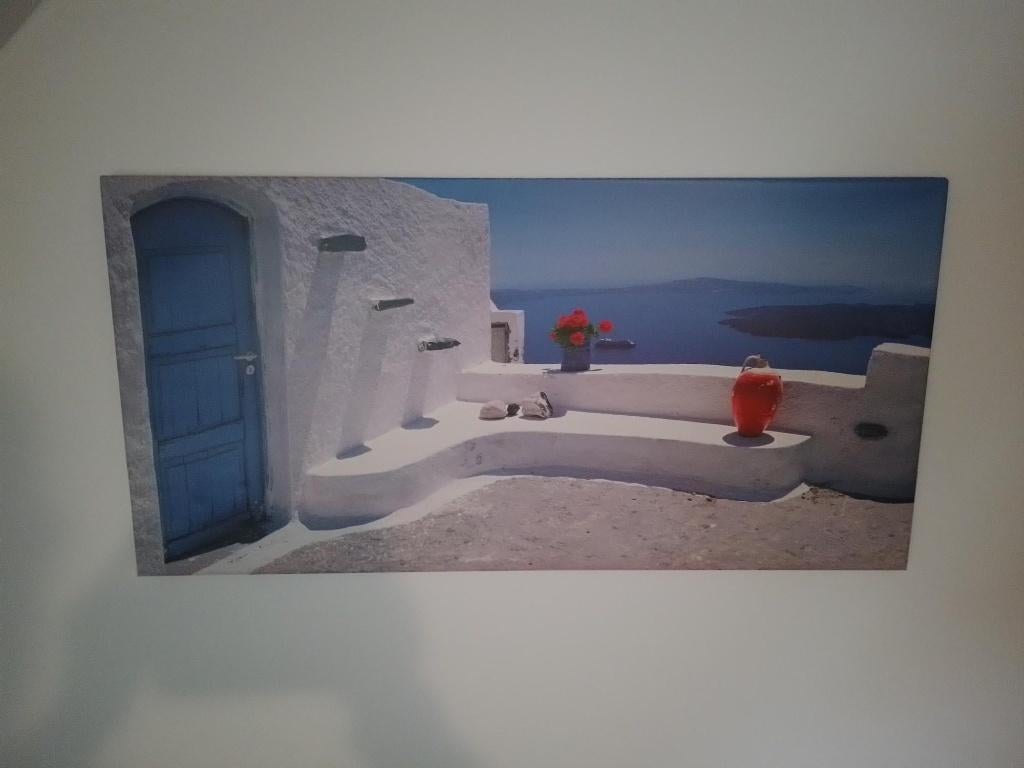 wanddecoratie Santorini - canvasdoek, 110 cm, Gebruikt, 60 cm, Ophalen of Verzenden