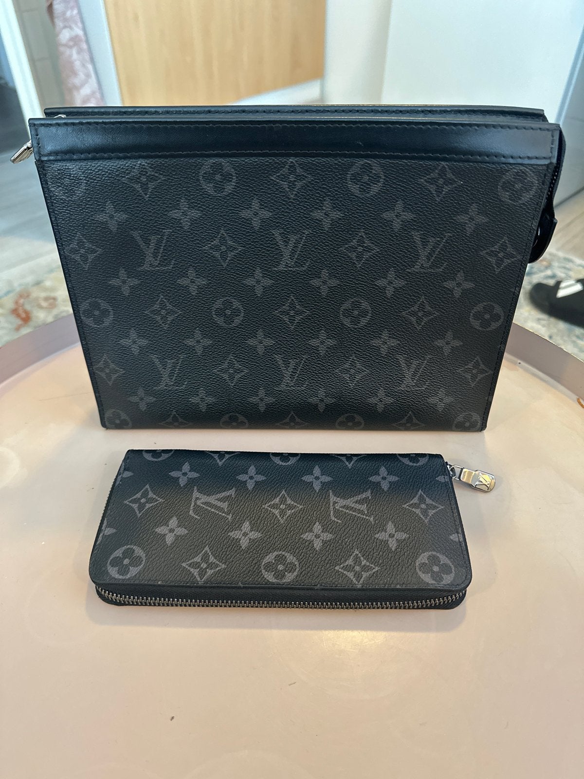 Louis Vuitton Clutch en Portemonnee Set - Zwart Monogram, Ophalen of Verzenden, Zo goed als nieuw, Zwart, Avondtasje