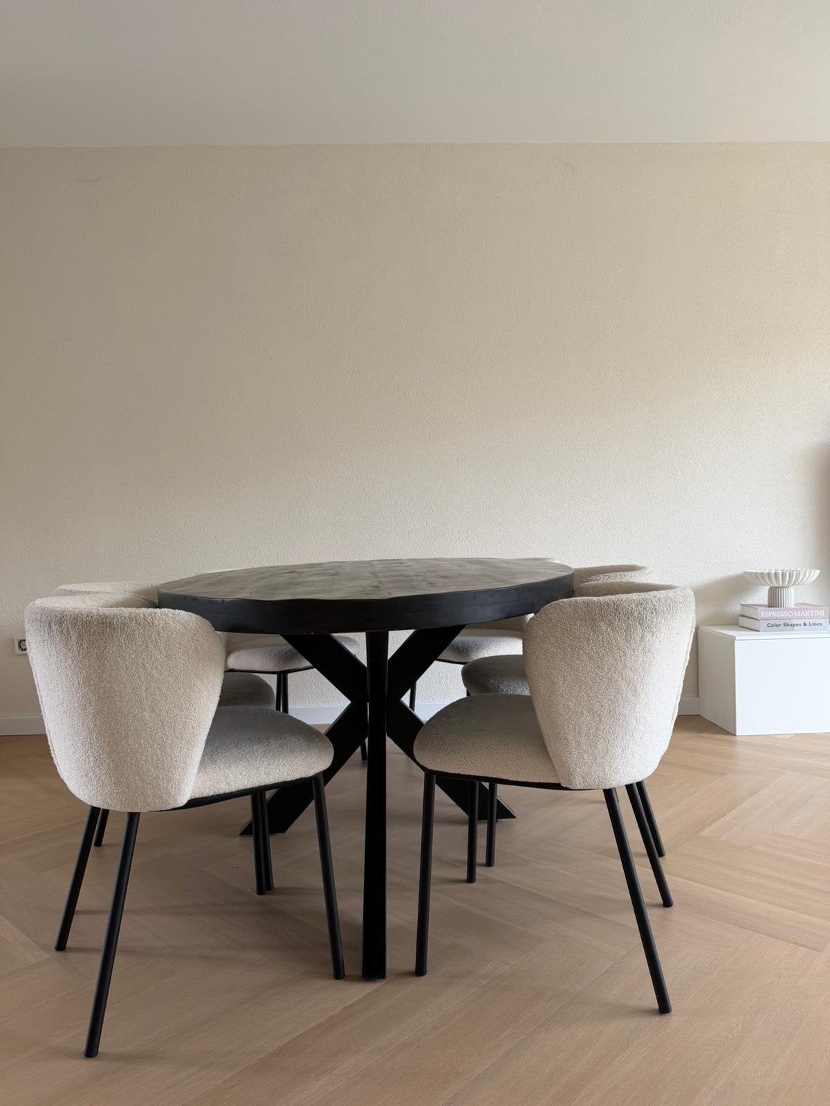 Eettafel Stoelen Teddy Beige 6 Stuks, Huis en Inrichting, Stoelen, Ophalen, Zo goed als nieuw, Overige kleuren, Vijf, Zes of meer stoelen