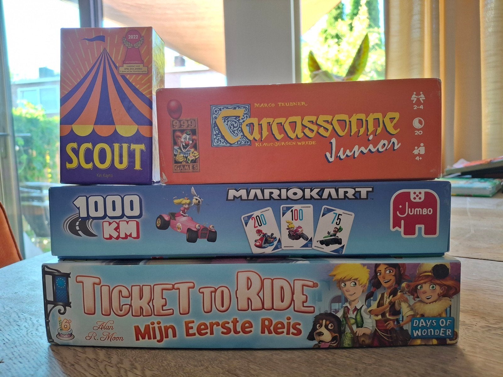 Bordspellen: Carcassonne Junior, Ticket to Ride, Scout, Een of twee spelers, Ophalen of Verzenden, Gebruikt, 999 Games, Days of Wonder