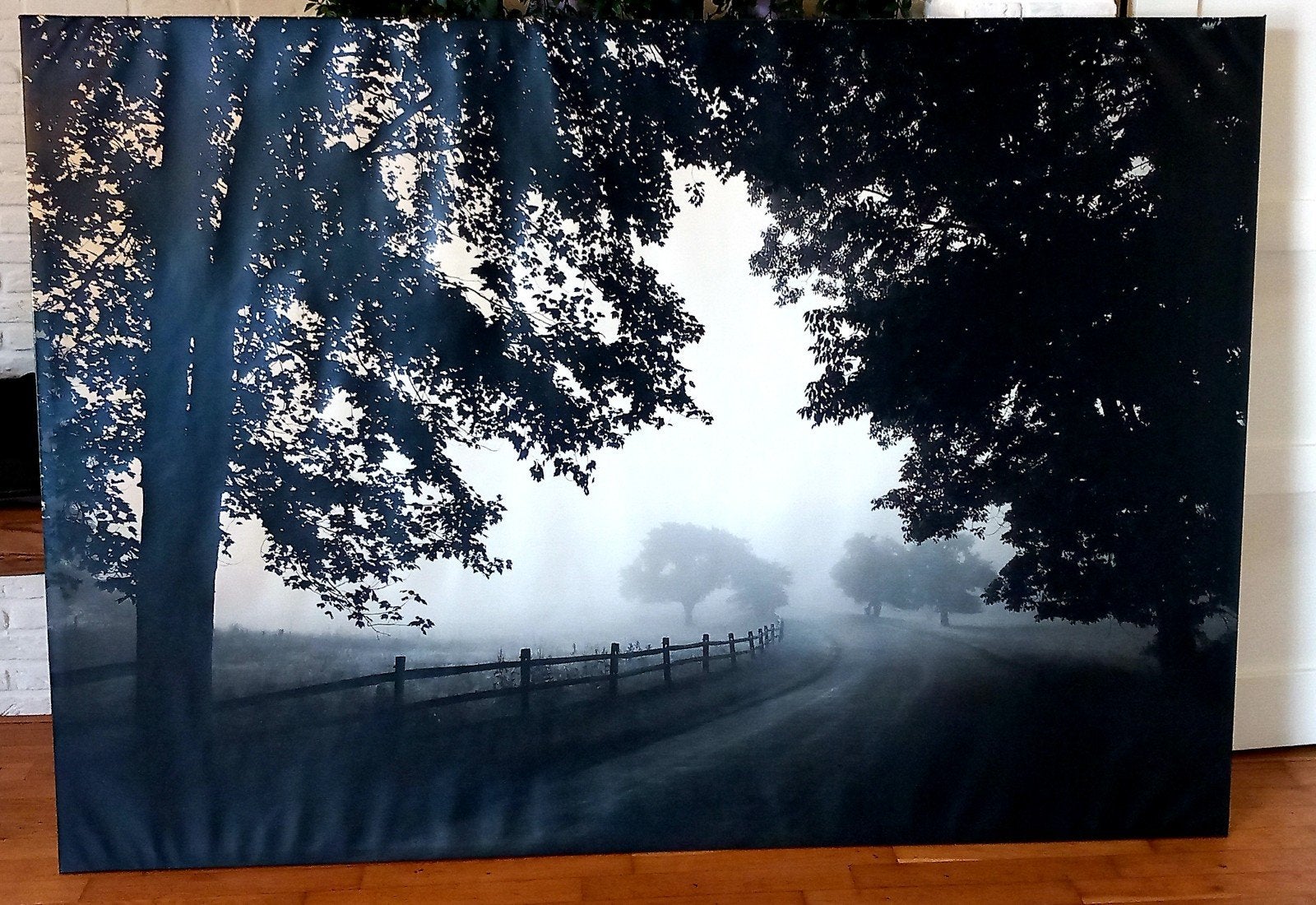Groot Canvas: Nevelig landschap, Ophalen of Verzenden