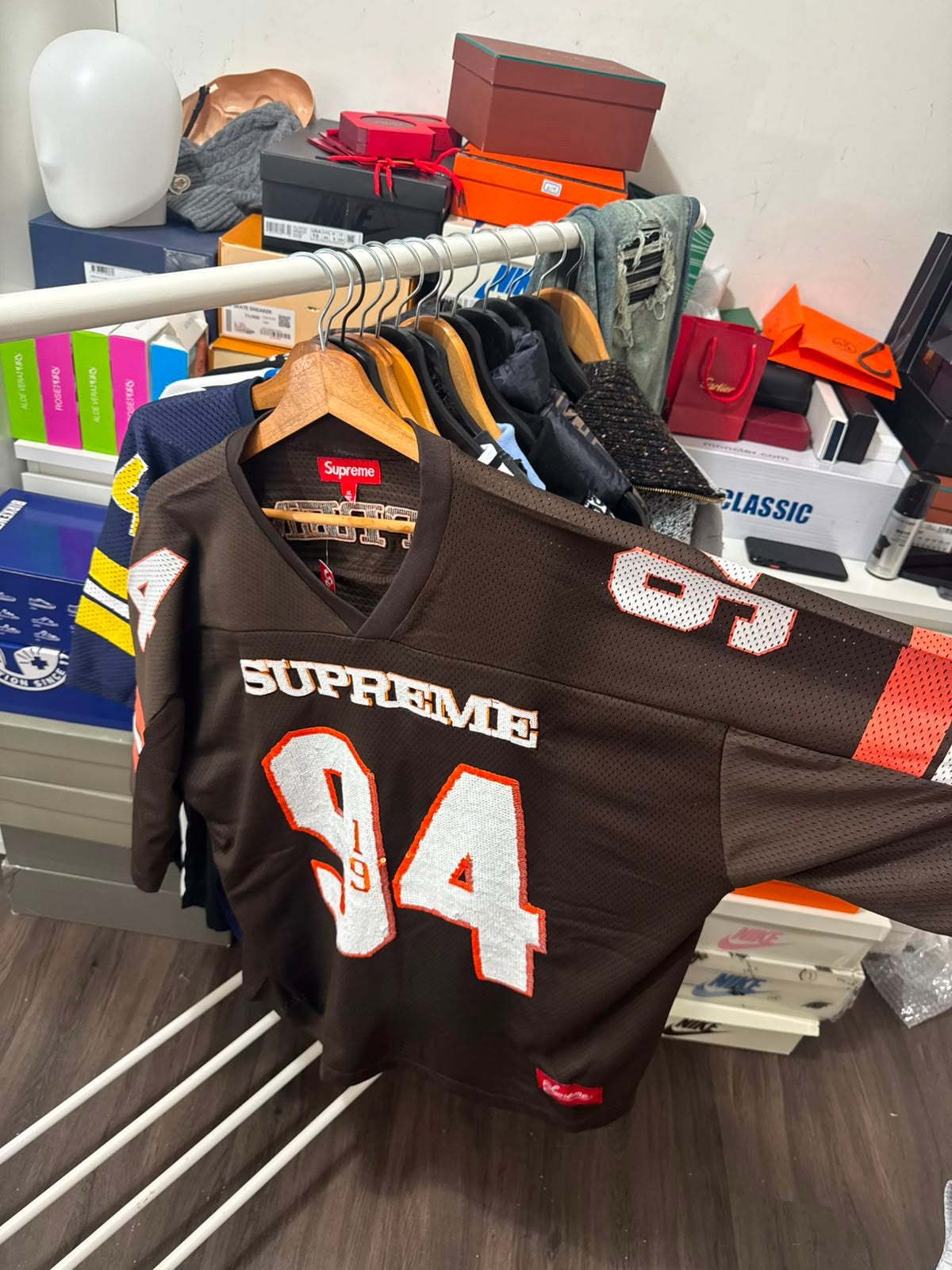 Supreme Sequin Football Jersey bruin, Ophalen of Verzenden, Nieuw