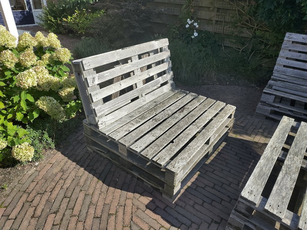 Gratis: loungeset pallets, Tuin en Terras, Ophalen, 4 zitplaatsen, Gebruikt, Bank