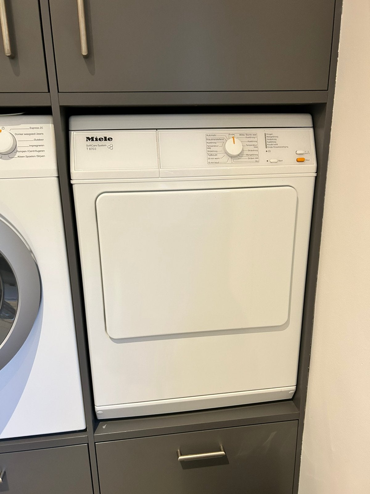 Miele T 8703 SoftCare System Wasdroger, Ophalen, 6 tot 8 kg, Gebruikt, Luchtafvoer