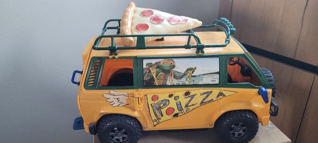 Vintage Teenage Mutant Ninja Turtles Pizza Van met schijfjes, Ophalen, Zo goed als nieuw