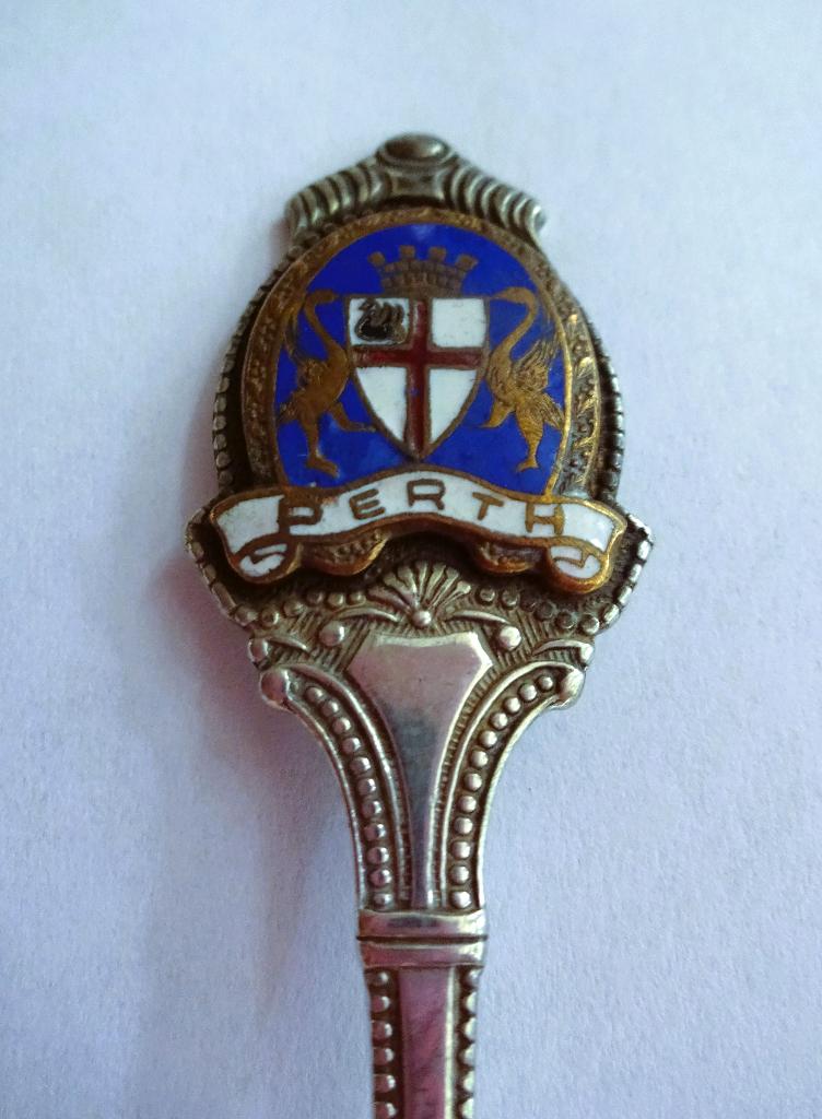 1 EPNS Thee Lepeltje geëmailleerd topje Perth * 12.5 cm, Verzenden, Gebruikt, Rvs of Chroom