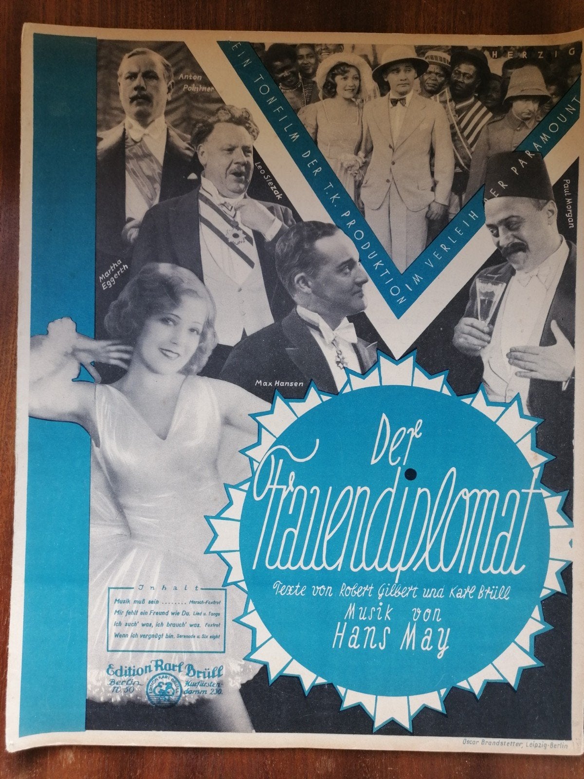 Vintage bladmuziek 'Der Frauendiplomat' (1930), Muziek en Instrumenten, Ophalen of Verzenden, Artiest of Componist
