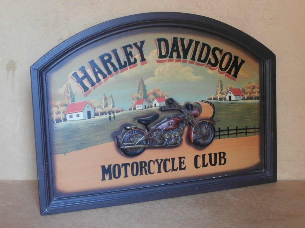 Pubbord Harley Davidson motorcycle Club 3D pub bar mancave, Ophalen of Verzenden, Gebruikt, Reclamebord