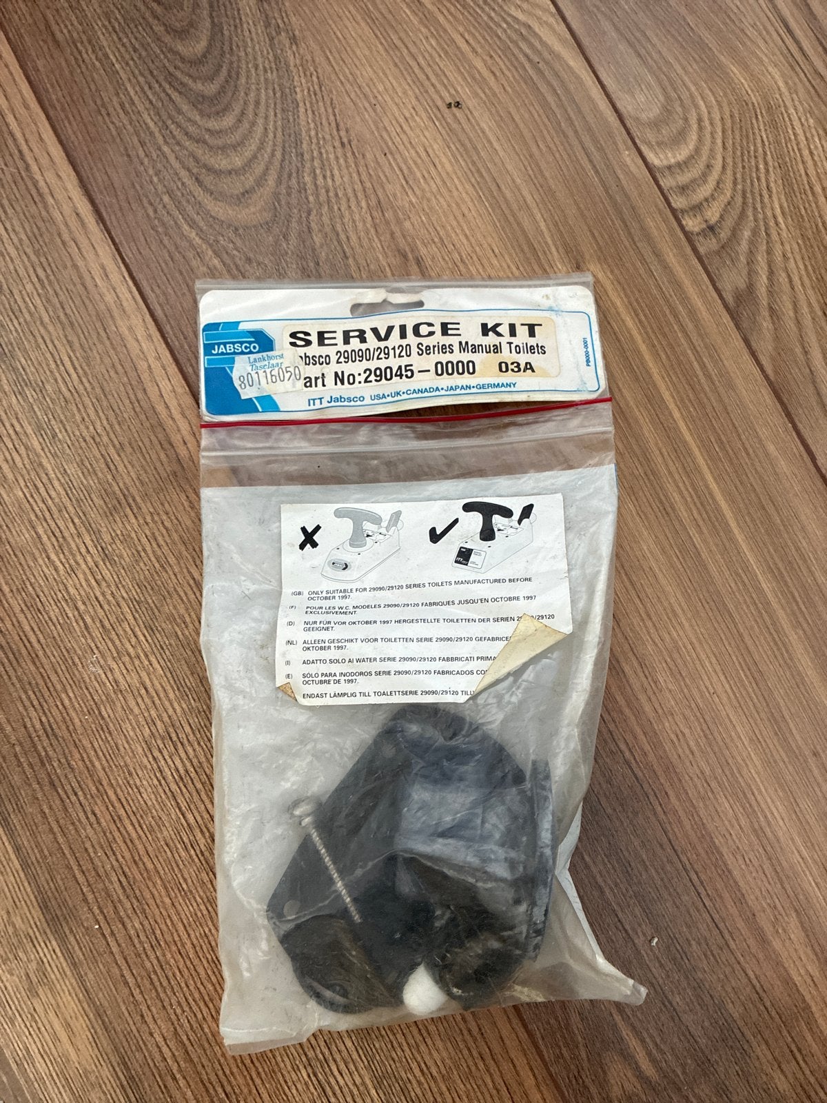 Jabsco Service Kit 29090/29120 Handmatige Toiletten, Watersport en Boten, Accessoires en Onderhoud, Ophalen of Verzenden, Nieuw