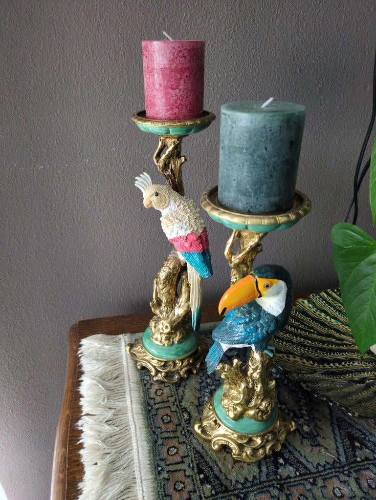 Kandelaars vogels, Huis en Inrichting, Woonaccessoires | Kandelaars en Kaarsen, Ophalen, Zo goed als nieuw, Overige materialen