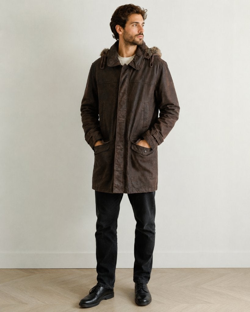Arma Jas suède trenchcoat met capuchon, Bruin, ARMA, Nieuw, Overige maten