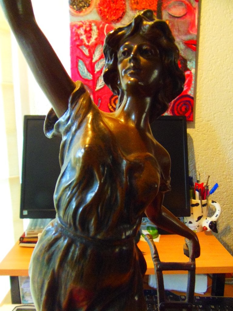 Oud Metalen Beeld ,, Ophalen of Verzenden, Metaal