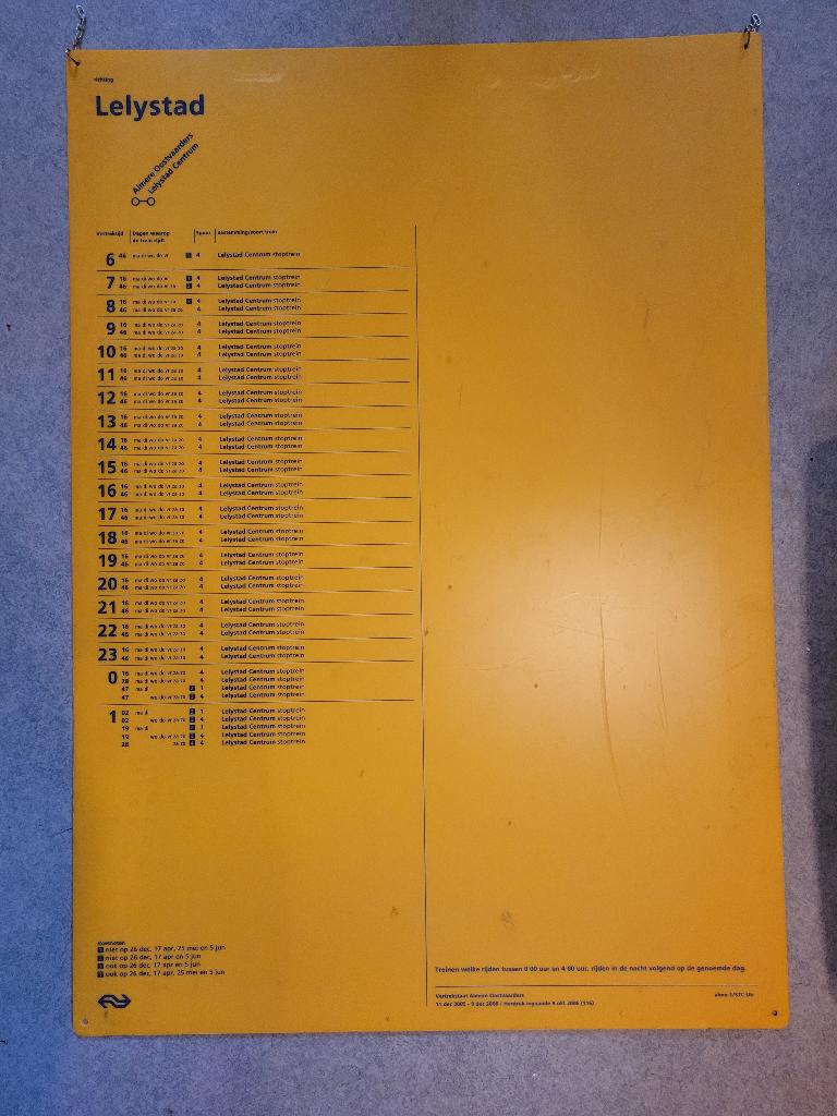 NS Vertrektijdenbord Lelystad Almere Oostvaarders, Ophalen, Gebruikt, Trein, Overige typen