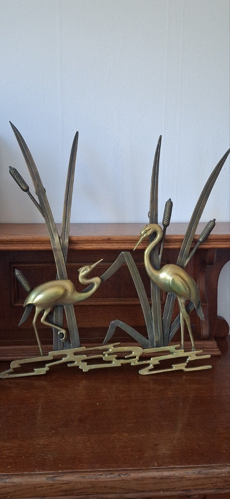 Vintage Messing Wandsculptuur Reigers Jaren '60/'70, Ophalen of Verzenden