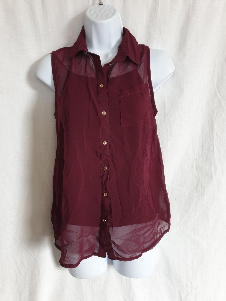 Mooie wijnrode doorschijnende blouse mt XS merk Atmosphere, ., Ophalen of Verzenden, Zo goed als nieuw, .