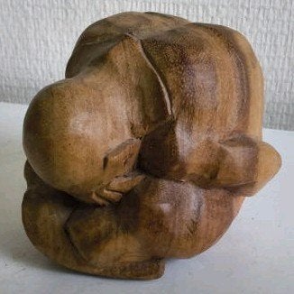 origineel yogiman beeld suarhout 12/12 cm, orang malu, Huis en Inrichting, Ophalen of Verzenden, Zo goed als nieuw