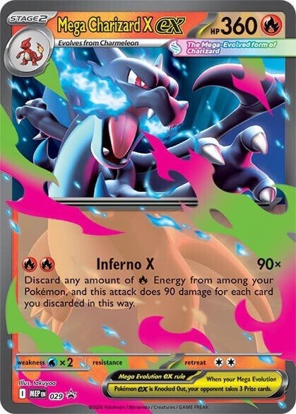 Mega Charizard X ex MEP 029 Promo, Ophalen of Verzenden, Nieuw, Losse kaart, Foil
