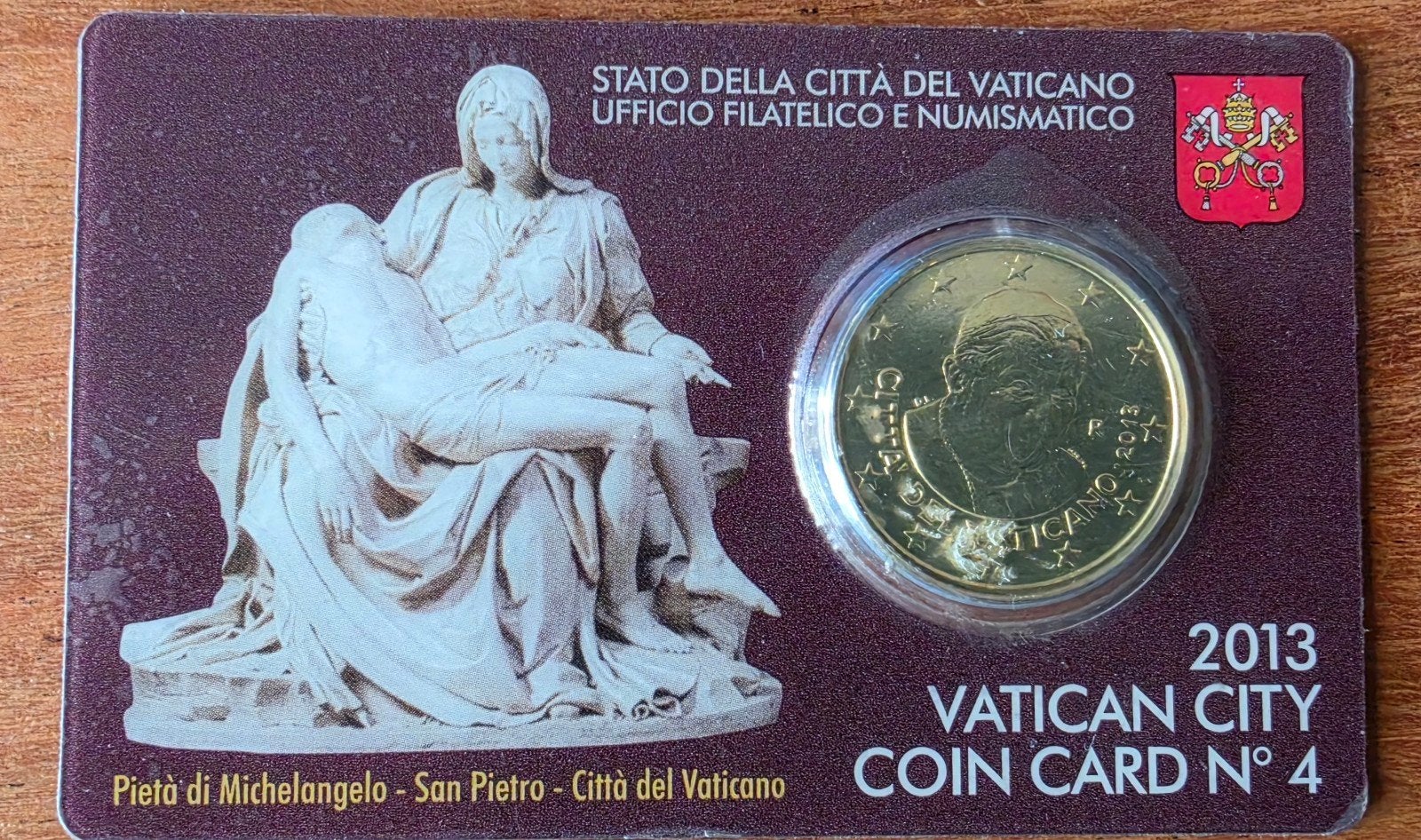 Vaticaanstad 2013 50 eurocent coincard Pièta Michelange, Ophalen of Verzenden, Vaticaanstad, 50 cent, Losse munt
