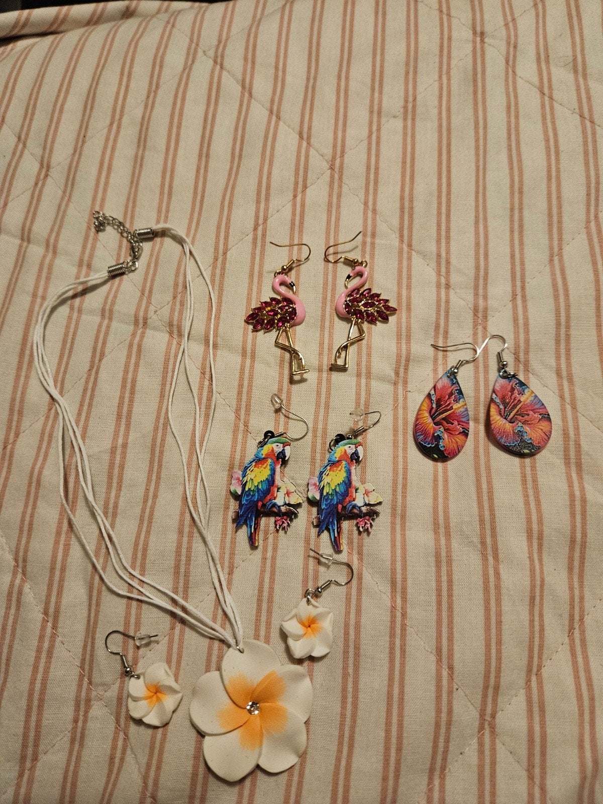 Diverse Oorbellen en Ketting Set - Tropische Stijl, Overige materialen, Blauw, Ophalen of Verzenden, Met strass