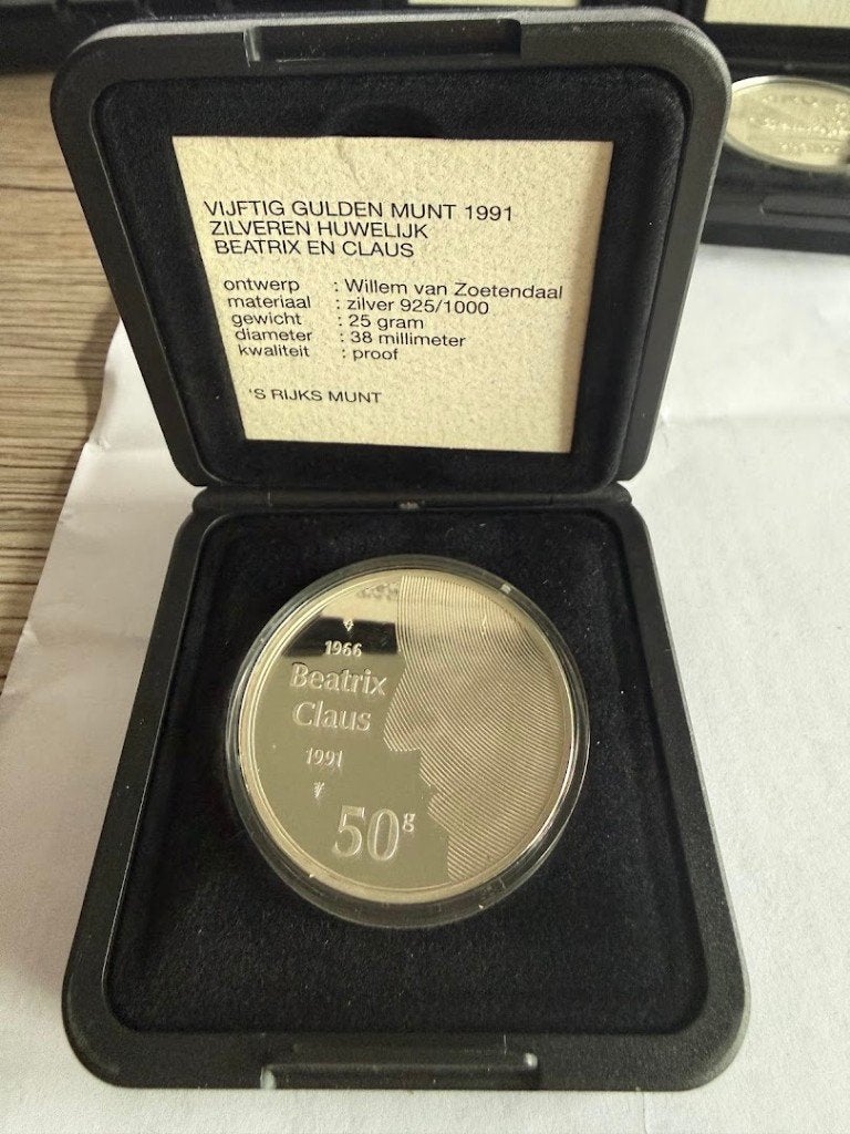 50 gulden zilver 1991 Proof, Postzegels en Munten, Munten | Nederland, Verzenden, Koningin Beatrix, Zilver, Losse munt