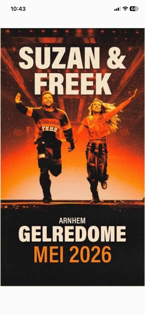 Gezocht: 4 Tickets Suzan en Freek. zitplaatsen. 31 mei 15.00, Drie personen of meer, Mei